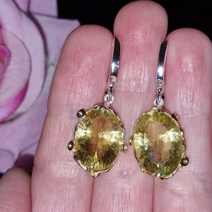 Серьги серебро природный лимонный кварц