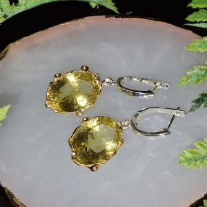 Серьги серебро натуральный лимонный кварц