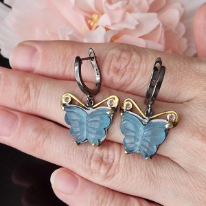 Серьги серебро природный аквамарин