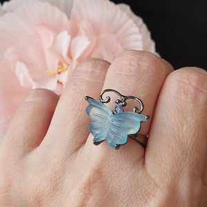 Кольцо серебро природный аквамарин