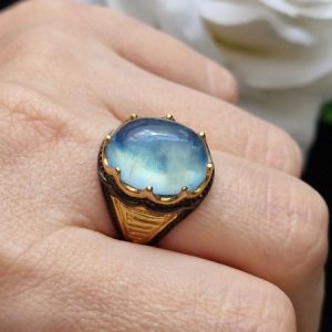 Кольцо серебро природный аквамарин