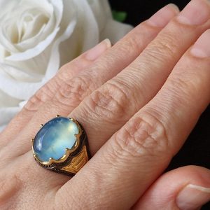 Перстень серебро натуральный аквамарин