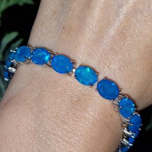 Браслет серебро натуральный голубой опал