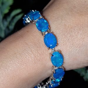 Браслет серебро природный голубой опал