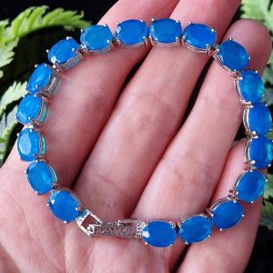 Браслет серебро натуральный голубой опал