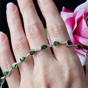 Браслет серебро натуральный хромдиопсид