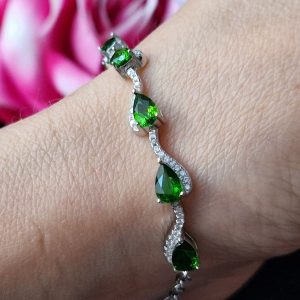 Браслет серебро натуральный хромдиопсид