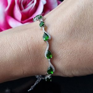 Браслет серебро натуральный диопсид