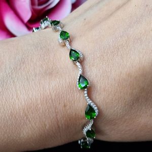 Браслет серебро природный хромдиопсид