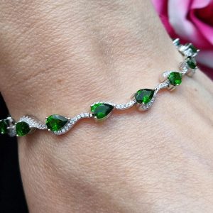 Браслет серебро природный диопсид