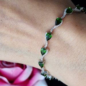Браслет серебро натуральный хромдиопсид
