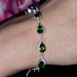 Браслет серебро природный хромдиопсид