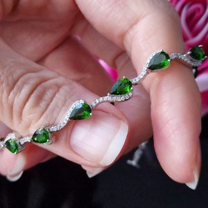 Браслет серебро природный диопсид