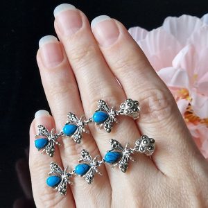 Серьги серебро натуральная бирюза и марказит