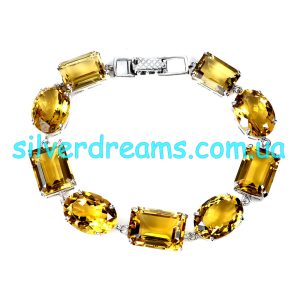 Браслет серебро природный цитрин