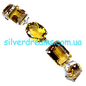 Браслет серебро натуральный цитрин
