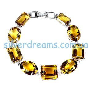 Браслет серебро природный цитрин