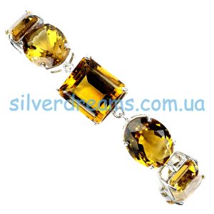 Браслет серебро натуральный цитрин