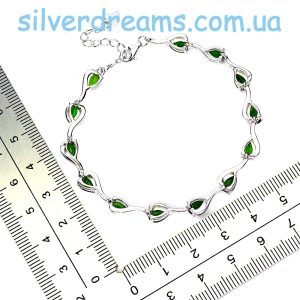 Браслет серебро природный диопсид