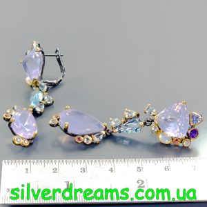 Серьги серебро натуральный лавандовый кварц