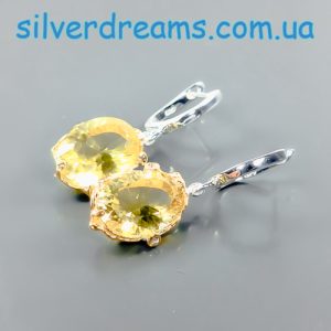 Серьги серебро натуральный лимонный кварц