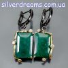 Серьги серебро натуральный зелёный берилл