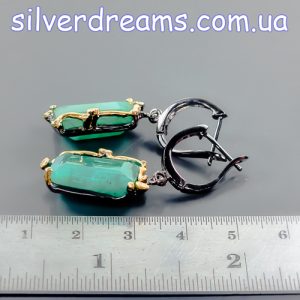 Серьги серебро природный зелёный берилл