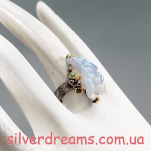 Кольцо серебро природный лабрадор