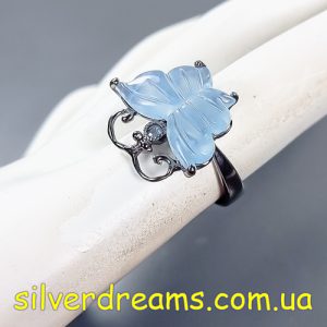 Кольцо серебро натуральный аквамарин