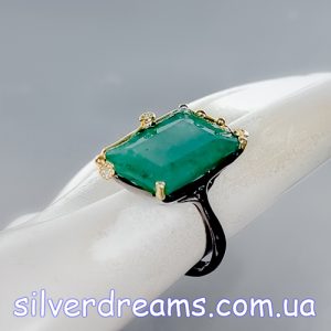 Перстень серебро натуральный зелёный берилл