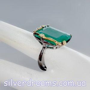 Перстень серебро натуральный зелёный берилл