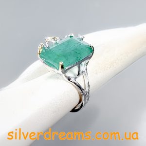 Перстень серебро натуральный зелёный берилл