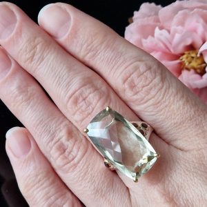 Кольцо серебро натуральный празиолит