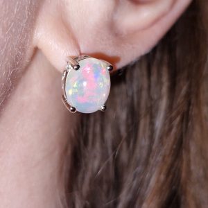 Серьги серебро природный огненный опал