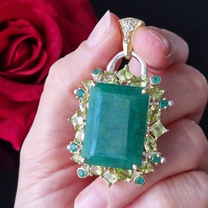 Подвес серебро натуральный берилл оникс хризолит