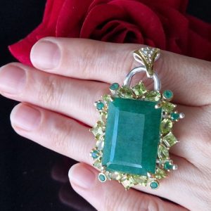 Кулон серебро природный берилл оникс хризолит