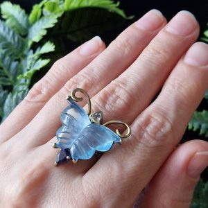 Перстень серебро натуральный аквамарин топаз иолит