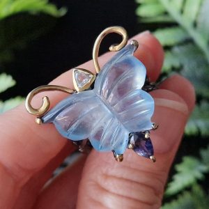 Кольцо серебро природный аквамарин топаз иолит