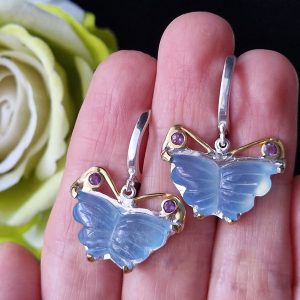 Серьги серебро природный аквамарин