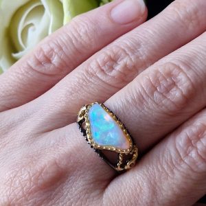 Кольцо серебро натуральный огненный опал