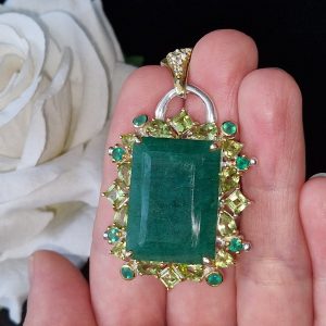 Подвес серебро натуральный берилл оникс хризолит