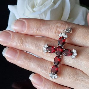 Подвес серебро природный красный гранат