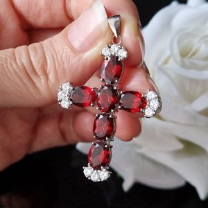 Кулон серебро природный красный гранат