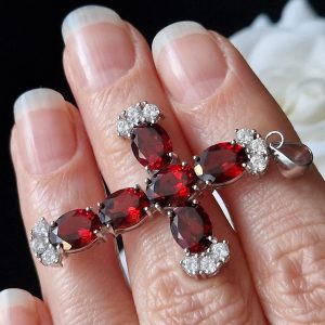 Кулон серебро натуральный гранат