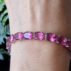 Браслет серебро природный розовый топаз