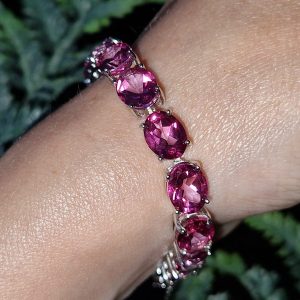 Браслет серебро натуральный розовый топаз