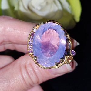 Перстень серебро натуральный лавандовый кварц