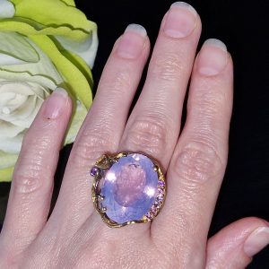 Кольцо серебро природный лавандовый кварц
