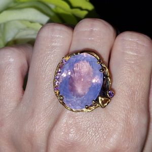 Перстень серебро натуральный лавандовый кварц