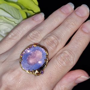 Кольцо серебро природный лавандовый кварц